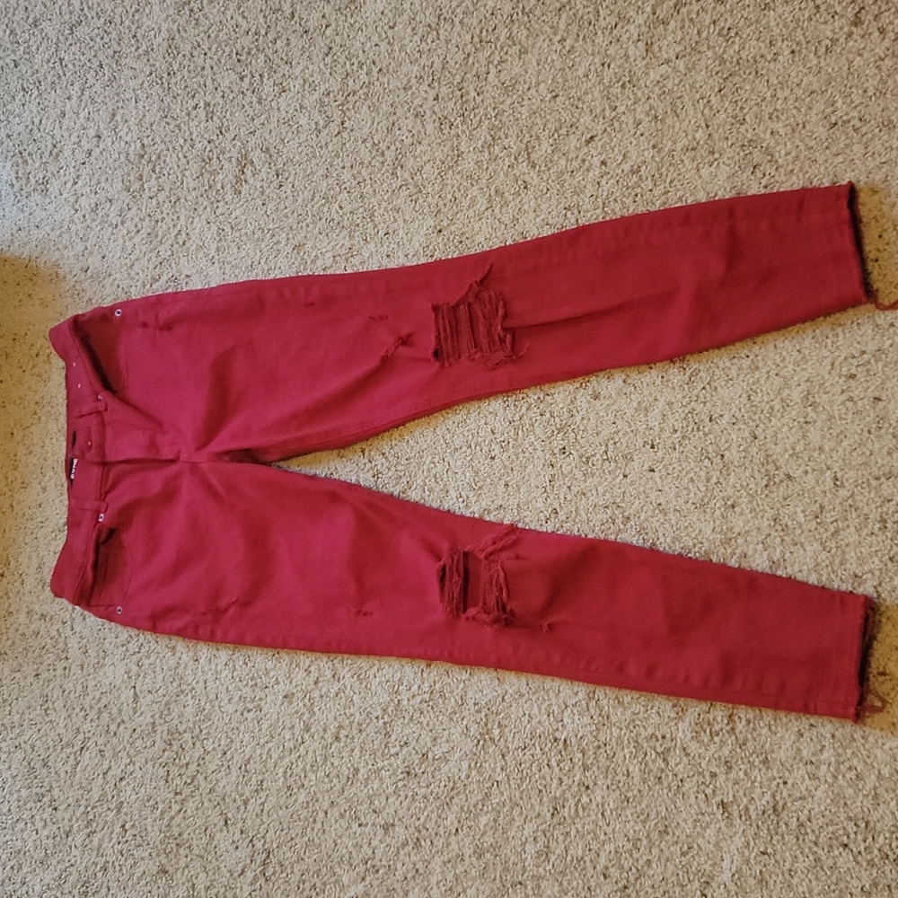 Red Express high rise Distressed Ankle Legging jeans size 0L